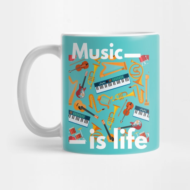 Music Is Life Musical Instruments by Paradise Stitch